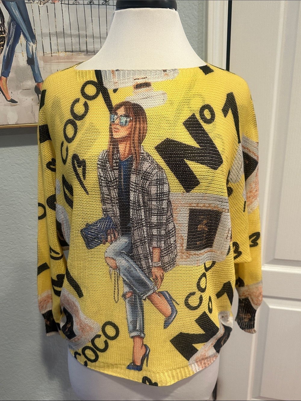 Free for Humanity O/S Graphic Knit Summer Sweater made in Italy 🇮🇹 NEW!